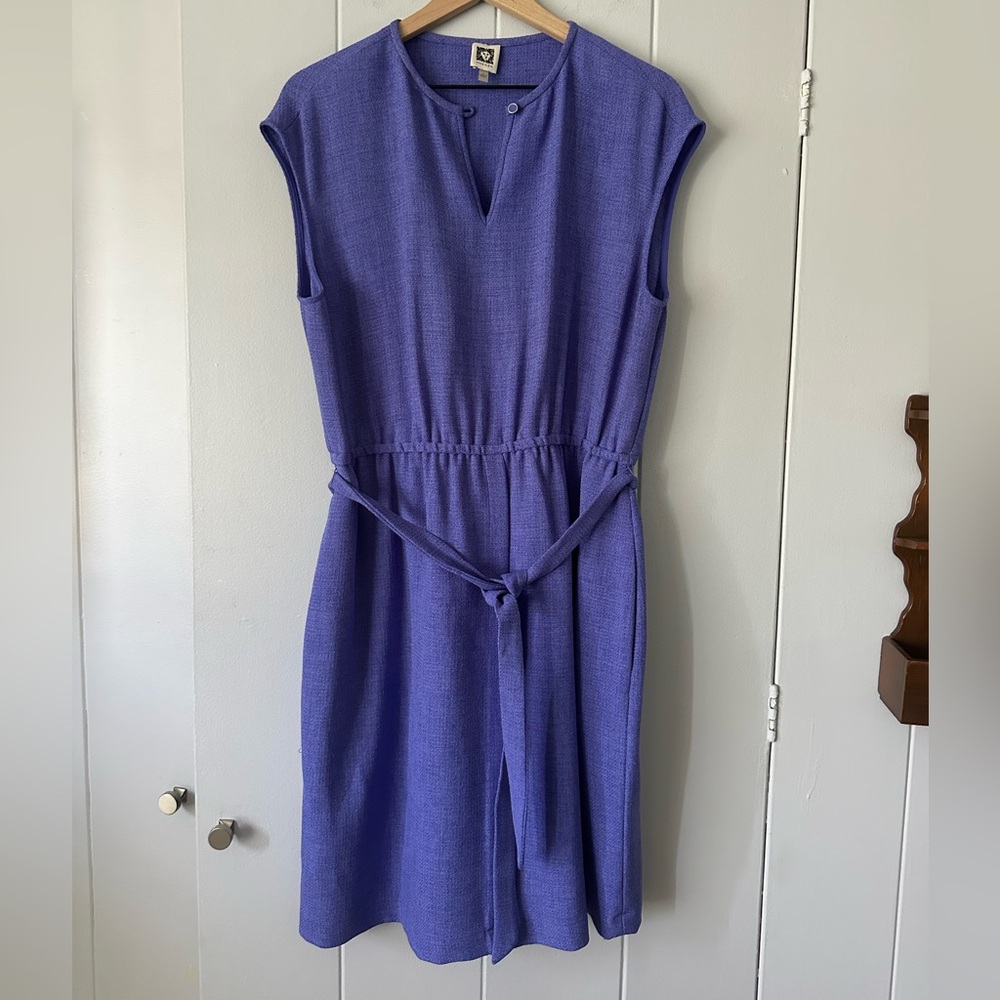 Anne Klein Purple Midi Dress V-neck Sleeveless